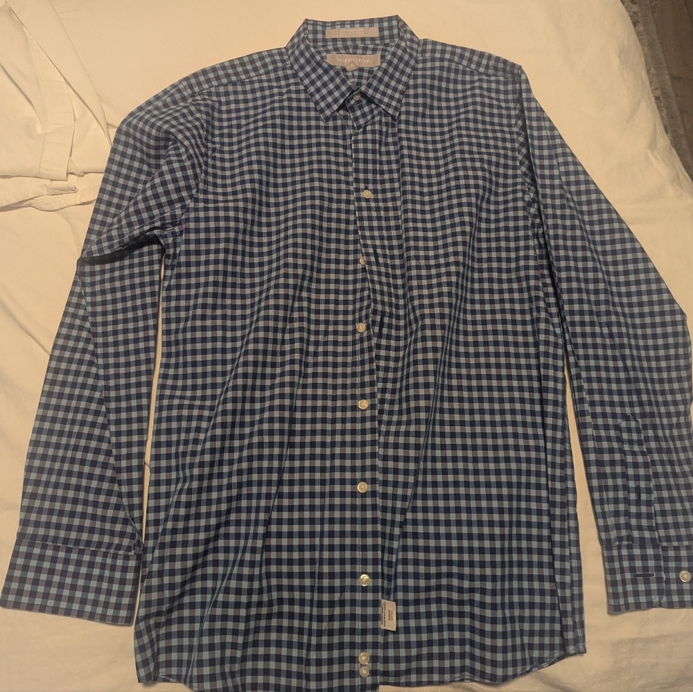 Nordstrom Navy and White Plaid Men's Shirt